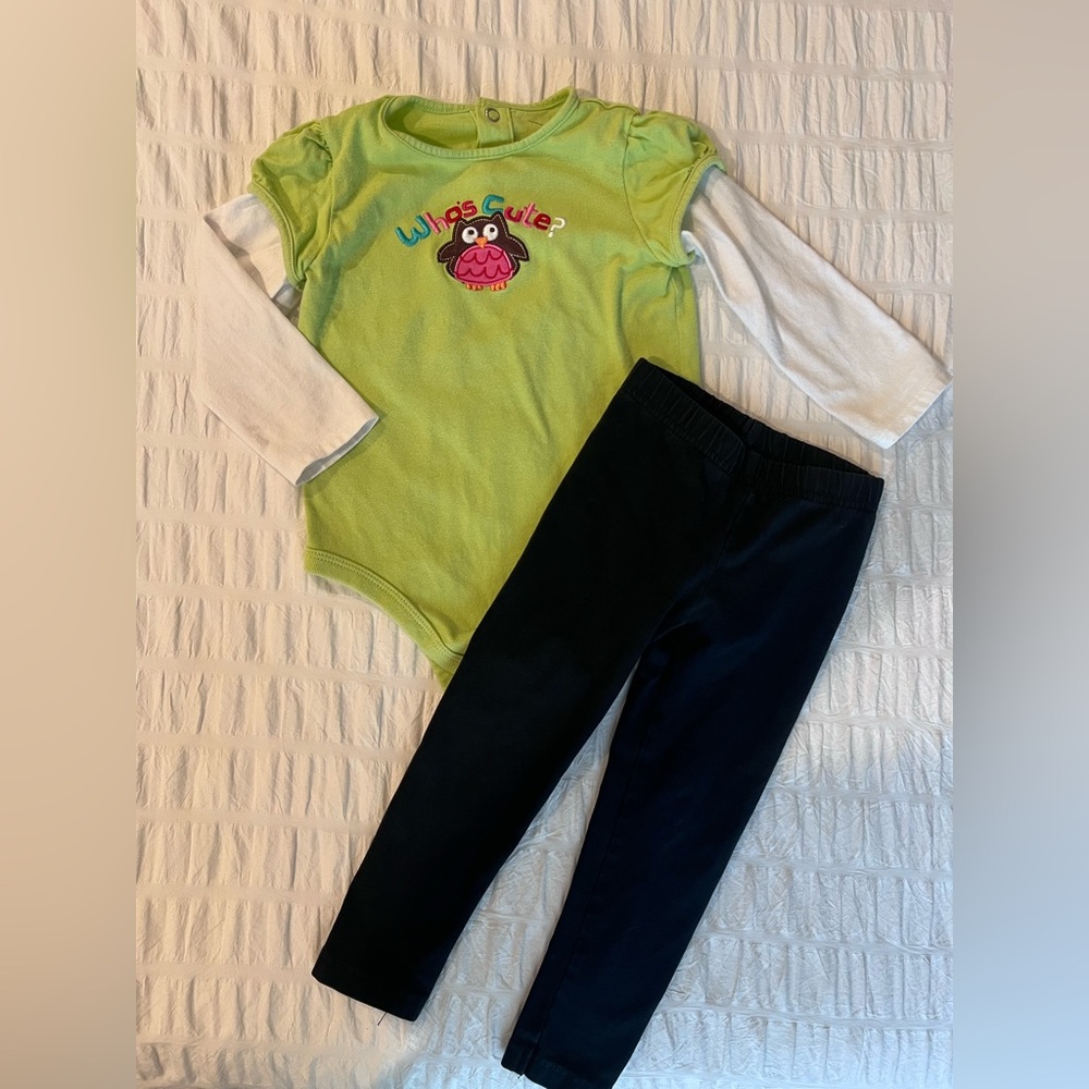 Jumping Beans & Carters Baby Girls Owl Outfit Size 18M